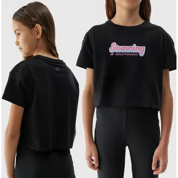 Dívčí oblečení Dětské bavlna tričko 4F černé barvy, velikost 140