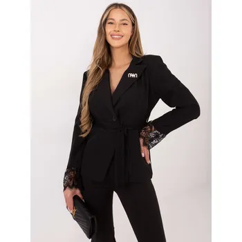 Dámské sako Černý dámský sako s krajkovými detaily Italy Moda černá 3497066