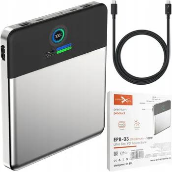 Powerbanka Powerbank Extremestyle 20000 mAh stříbrný