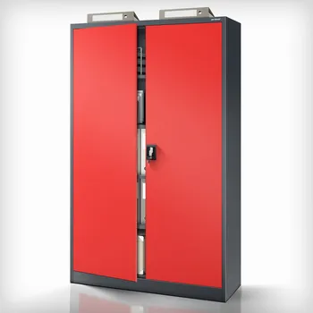 Nábytek PEGAS Kovová kancelářská skříň na dokumenty antracitovo-červená JAN II, 1150 x 1850 x 400 mm
