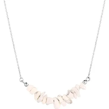 Náhrdelník EVOLUTION GROUP CZ Ocelový náhrdelník s kamenem bílý howlit - 42037.1