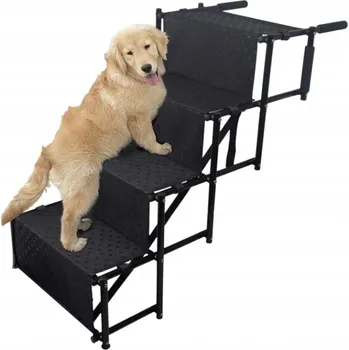 Schody a rampa pro psa SCHODY RAMPA PRO PSA KOČKU 4 STUPŇOVÉ DO AUTA Černá