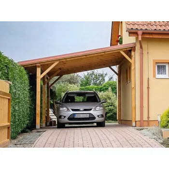 Přístřešek na auto Garážové stání Standard ke zdi domu 350x570 - sklon 10°