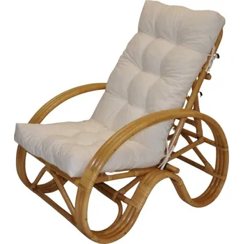 Obývací pokoj Axin Trading s.r.o. Ratanové křeslo polohovací medové polstr bílý