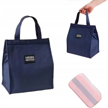 TERMO TAŠKA S UCHEM IZOLAČNÍ VODĚODOLNÁ OBĚDOVÁ TAŠKA TMAVĚ MODRÁ 10 L