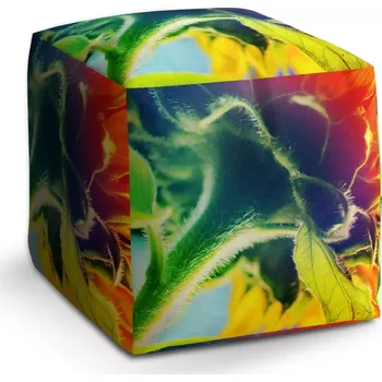 Taburet Sablio Taburet Cube Duhová květina: 40x40x40 cm