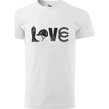 Pánské tričko Sablio Tričko s potiskem S láskou ke koním - bílé 5XL