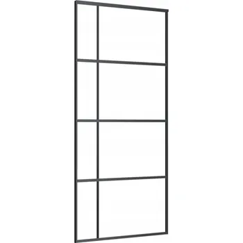 Interiérové dveře Posuvné hliníkové dveře s čirým ESG sklem, 90 x 205 cm, černé