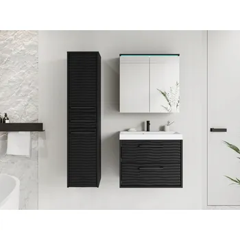 Koupelnový nábytek Sada koupelnového nábytku Veneti s RGB LED osvětlením, černý matný MDF