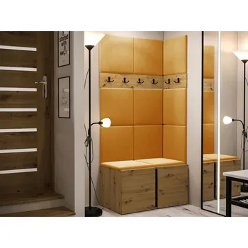 Předsíňová stěna Skříň MOB 84 x 186 x 44 cm Černá, dub Artisan, žlutá