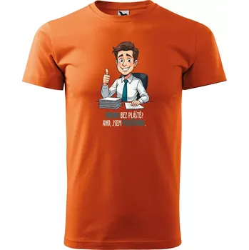 Pánské tričko Sablio Tričko s potiskem Hrdina bez pláště? Ano, jsem pojišťovák - oranžové 2XL