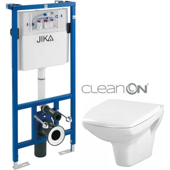 WC sada JIKA předstěnový instalační systém bez tlačítka + WC CERSANIT CLEANON CARINA + SEDÁTKO H895652 X CA1
