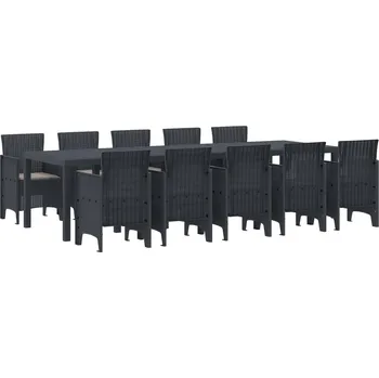 Zahradní jídelní souprava 11 pcs Antracit Poly ratan Antracitová3378753
