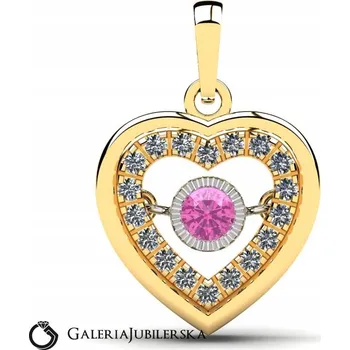 Přívěsek PŘÍVĚSEK ZLATÝ SRDCE S RŮŽOVOU ZIRKONIÍ 14K