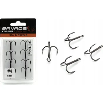 Rybářský háček Trojháčky na přívlač s protihrotem Savage Gear SGY 1X Treble, velikost 8, ks
