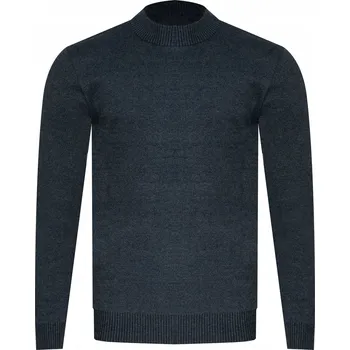 Pánský svetr KAIDITE - Pánský svetr s polovičním rolákem - K6011 GRANATOWY zip dárek k Vánocům