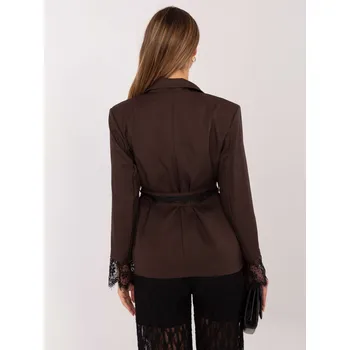 Dámské sako Dámský tmavě hnědý sako s krajkou Italy Moda černá | hnědá 3497050