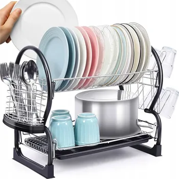 Odkapávač na nádobí ODKAPÁVAČ NA NÁDOBÍ DVOUÚROVŇOVÝ ODKAPÁVAČ NA TALÍŘE + NÁDOBA NA PŘÍBORY