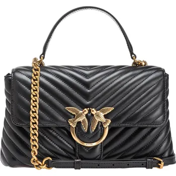Módní doplněk Černá kožená kabelka Pinko Pinko černá | bílá 3497272