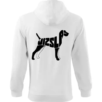 Pánská mikina Maďarský ohař - Mikina s kapucí na zip trendy zipper - M ( Bílá )