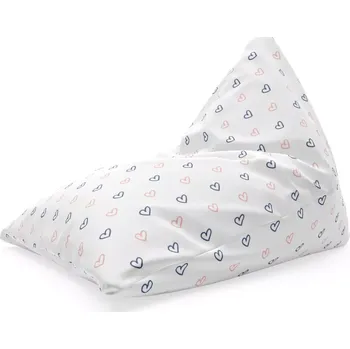 Sedací pytel Sablio Sedací vak Triangl Srdíčka na bílé: 120 x 100 x 100 cm