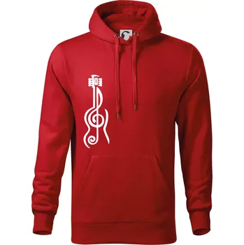 Pánská mikina Houslový klíč kytara - Mikina pánská Cape s kapucí - 4XL ( Červená )