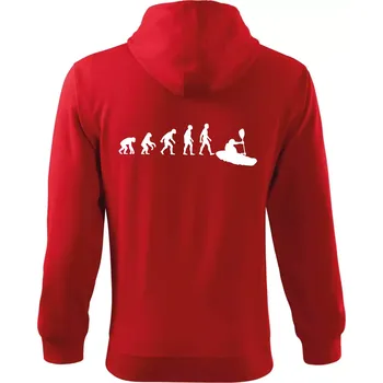 Pánská mikina Evoluce kajak - Mikina s kapucí na zip trendy zipper - S ( Červená )