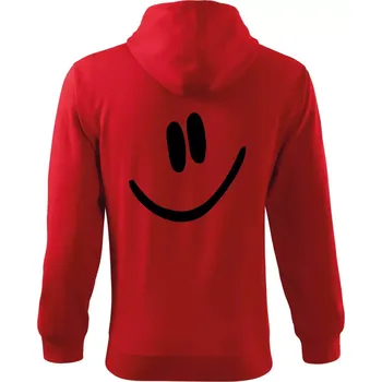 Pánská mikina Emoji bez obrysu - usměv - Mikina s kapucí na zip trendy zipper - 3XL ( Červená )