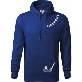Pánská mikina Floorball nápis šikmo - Mikina pánská Cape s kapucí - 5XL ( Královská modrá )