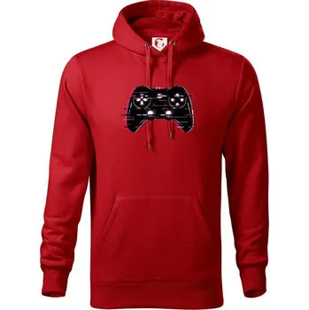 Pánská mikina Ovladač gamer - Mikina pánská Cape s kapucí - 4XL ( Červená )