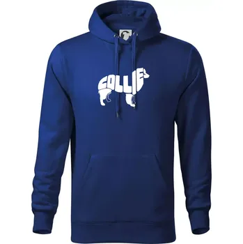 Pánská mikina Border kolie písmo v těle - Mikina pánská Cape s kapucí - 5XL ( Královská modrá )