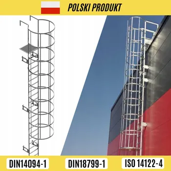 Žebřík ŽEBŘÍK S OCHRANNÝM KOŠEM A PODESTOU 10,1 M POZINK