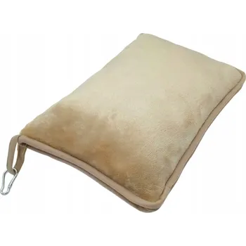Obraz DEKA POLŠTÁŘ CESTOVNÍ TURISTICKÁ DO LETADLA AUTA 2V1 FLEECE 160X100 BÉŽOVÁ