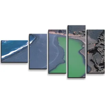 Obraz Sablio Obraz - 5-dílný Černé pobřeží - 100x60 cm