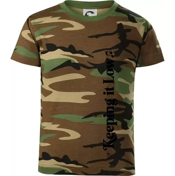 Chlapecké tričko KEEPING IT LOW NA VÝŠKU - basový klíč - Dětské maskáčové triko - 122 cm/6 let ( Hnědý maskáč )