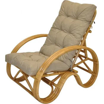 Křeslo Ratanové křeslo polohovací medové polstr tmavě béžový melír