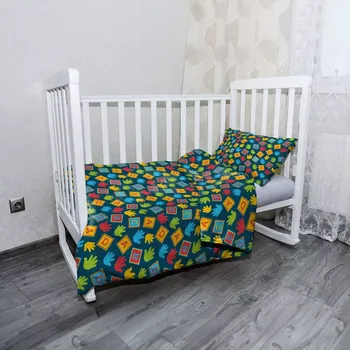 Povlečení Sablio Mikroplyšové dětské povlečení do postýlky Abeceda a ruce - 120x90 / 40x60