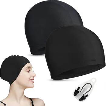 Plavecká čepice Plavecká Čepice Koupací Bazénová s klipem na nos Polyester 2ks Černá