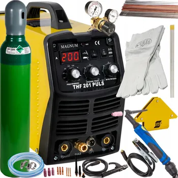 Svářečka Svářečka TIG DC MAGNUM THF 201 PULS MMA 230V 200A IGBT HF + HOŘÁK 4M