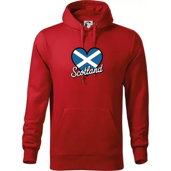 Pánská mikina Scotland Srdce s vlajkou - Mikina pánská Cape s kapucí - 5XL ( Červená )