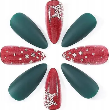 Umělé nehty Tipy Umělé Nehty Vánoční Motivy Ozdobné Vzory Sada 24ks