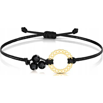 Náramek ŠŇŮRKOVÝ NÁRAMEK S PROLAMOVANÝM PRSTENEM SPINEL 585 + GRAVÍROVÁNÍ