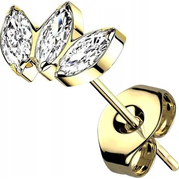 Náušnice Titanový piercing do ucha s třemi křišťálovými slzami 0,8/7,2 křišťálový