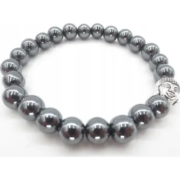 Náramek Hematitový náramek s podobiznou Buddhy v krabičce - kameny z hematitu (8 mm)