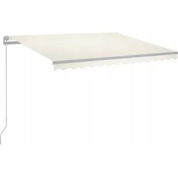 Markýza Výsuvná venkovní markýza 300 x 250 cm krémová, bílý rám s LED osvětlením