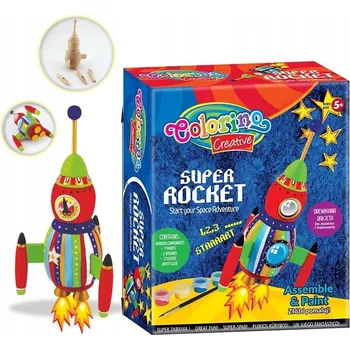 Dřevěná hračka Dřevěná raketa k sestavení – figurka vesmír DIY