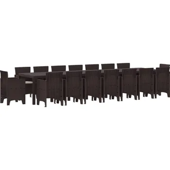 Zahradní jídelní souprava s polštáři 17 pcs Hnědá PP Hnědá3378658