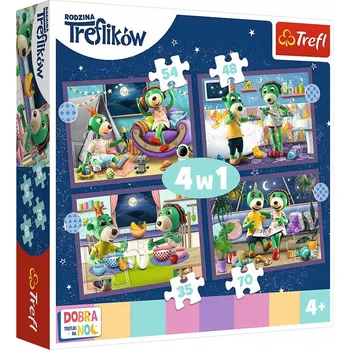Puzzle Trefl 207 dílků Treflíci před spaním - Dobrou noc, Treflíci na noc