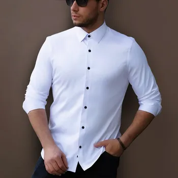 Pánská košile BÍLÁ PÁNSKÁ KOŠILE SLIM FIT VELIKOST M