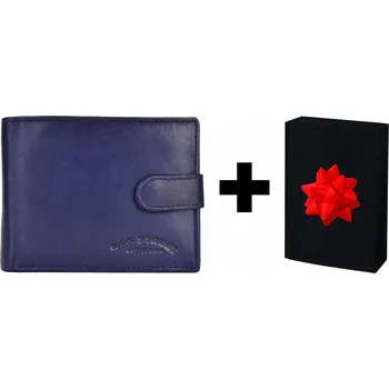 Tmavě Modrá Pánská Kožená Peněženka Horizontální Mládežnická Kůže Zapínání na PÁSEK